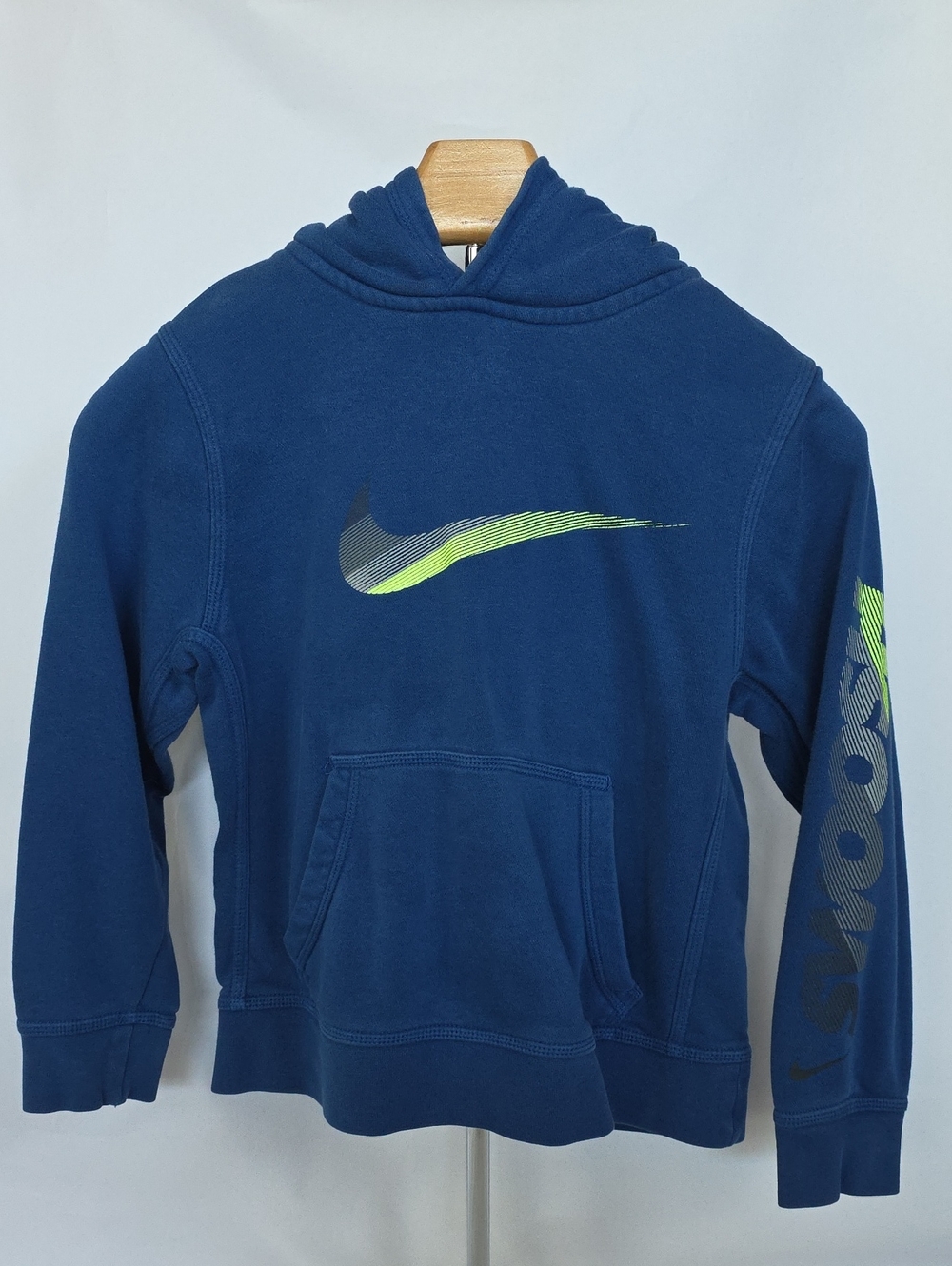 Nike Navy Hoodie with Lime Accent Swoosh